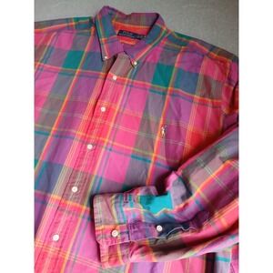 Ralph Lauren Shirt Mens 3xb Plaid Pony Cotton Chest Pockets Classic Preppy